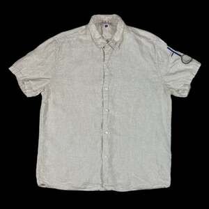 J.B.J Cream/Tan Linen Shirt | Size XL